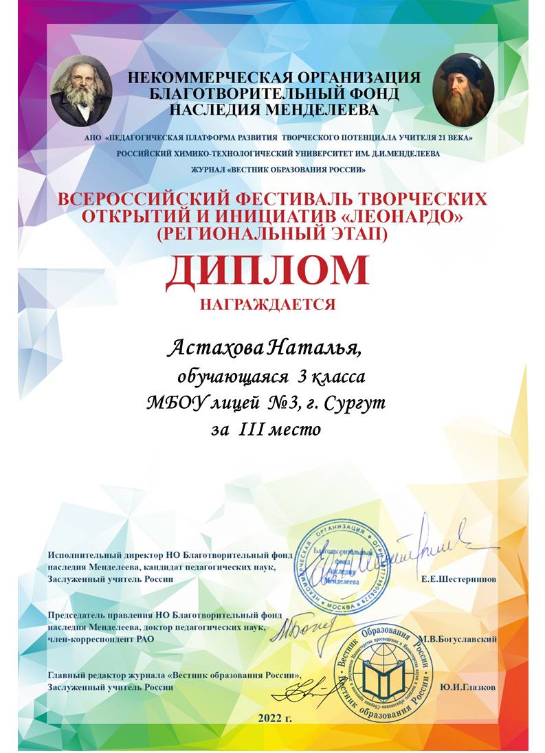 Всероссийский фестиваль творческих открытий и инициатив "ЛЕОНАРДО" (Региональный этап)